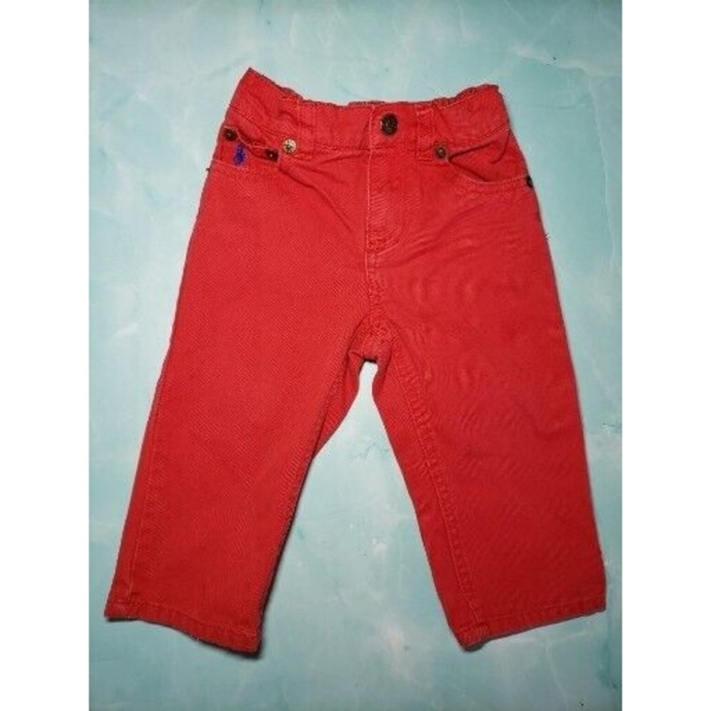 Polo Ralph Lauren Vintage Baby Unisex Cotton Pants Red Khaki 12 Months 12m GUC